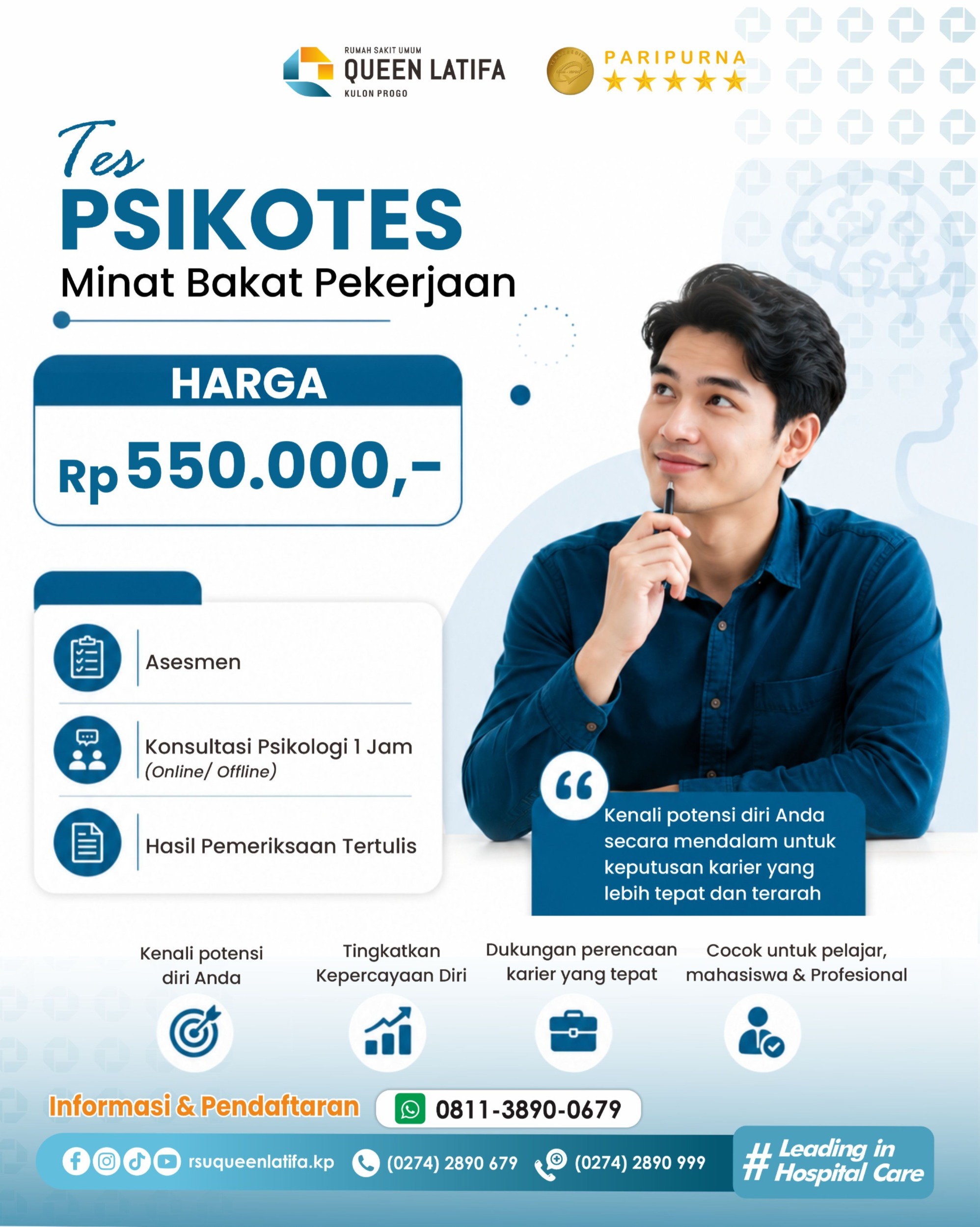 Tes Psikotes Minat Bakat Pekerjaan di RSU Queen Latifa Kulon Progo